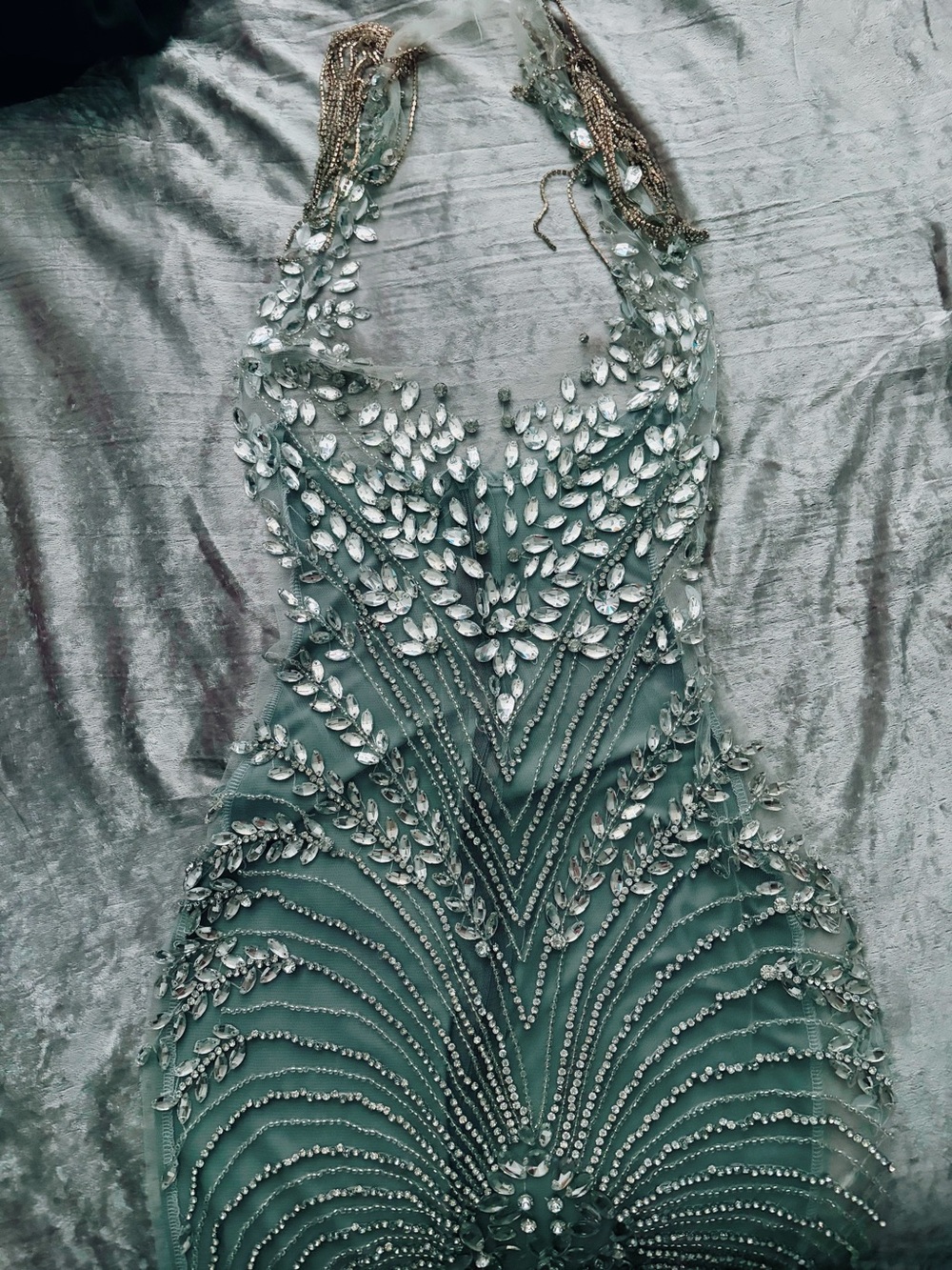 Embellished  Halter Evening Dress